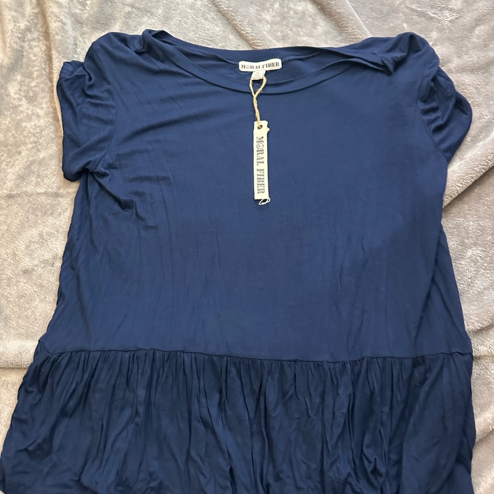 Moral Fiber Navy Short Sleeve Top